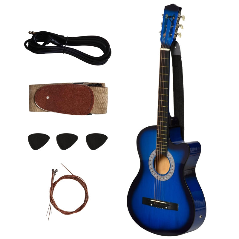 38 Inch Full Size Classical Acoustic Electric Guitar with Premium Gloss Finish - Blue