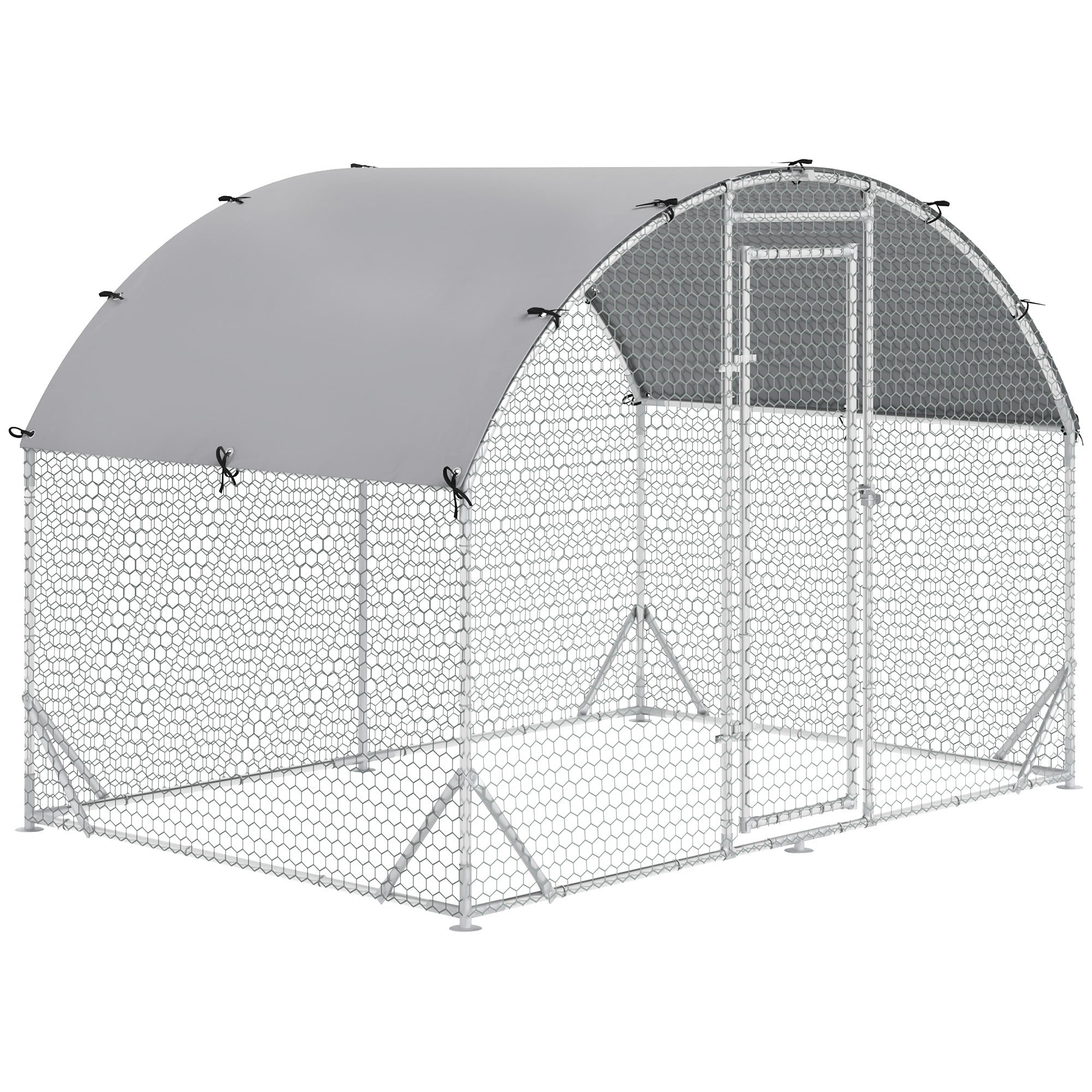 Chicken Coop Free-Range Enclosure, UV-Resistant Cover, Steel Silver