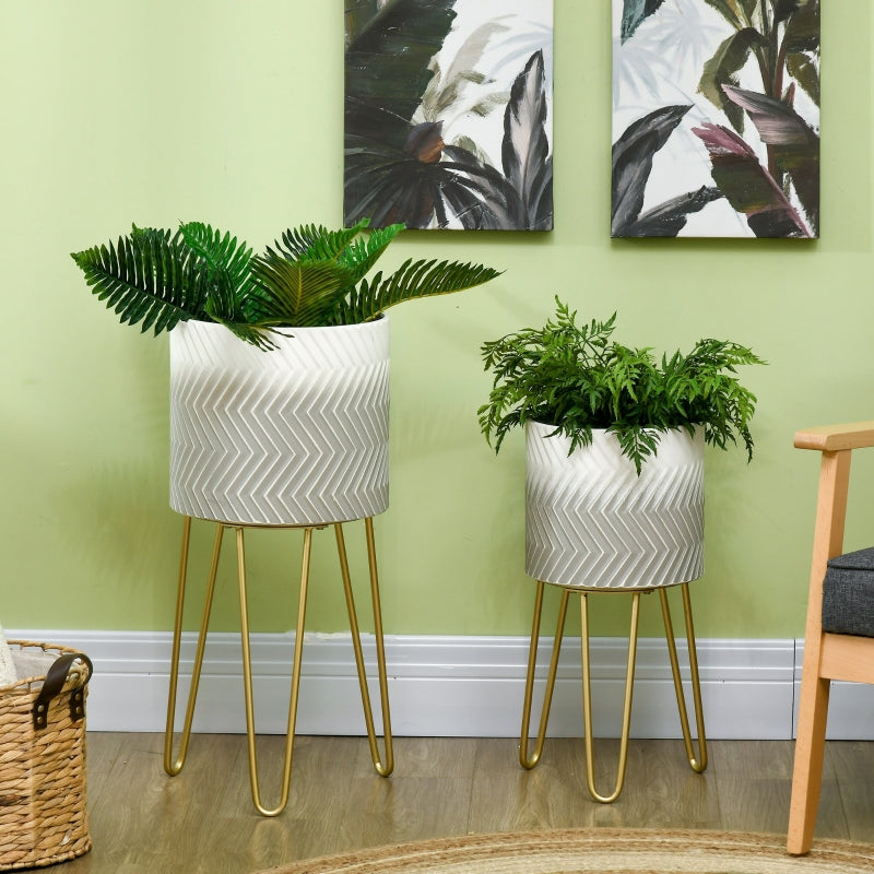 Flower Pots Set of 2 Plant Stands Metal