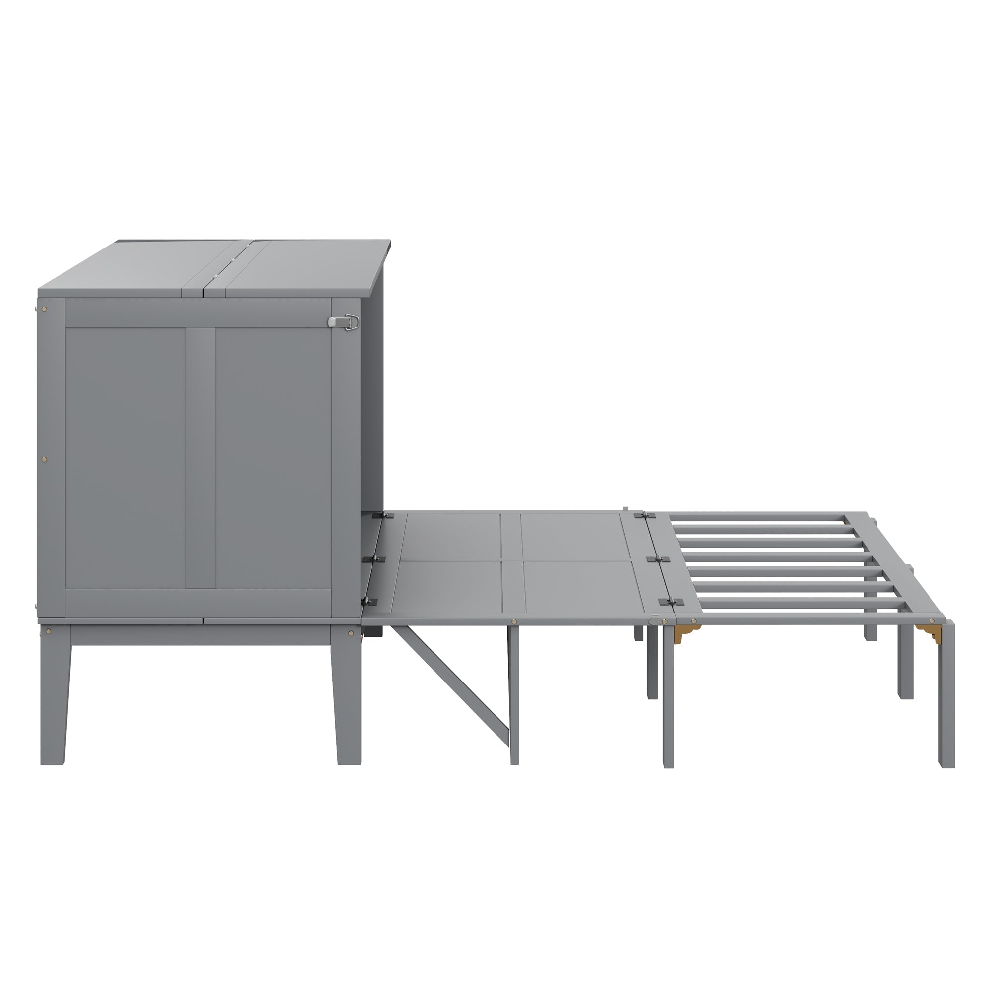 Wall Bed, 140x200cm with Slatted Frame, Grey