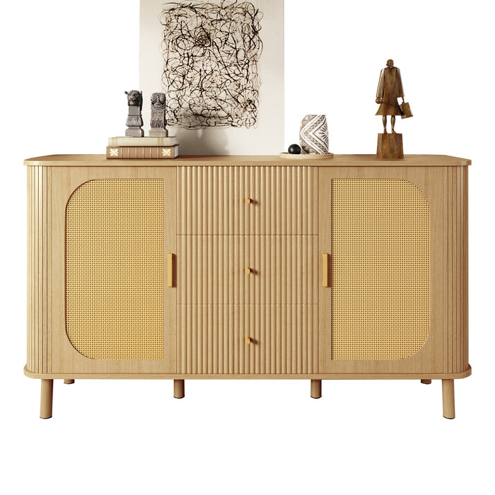 Sideboard, Drawers Shelves Metal Legs, Wood Look