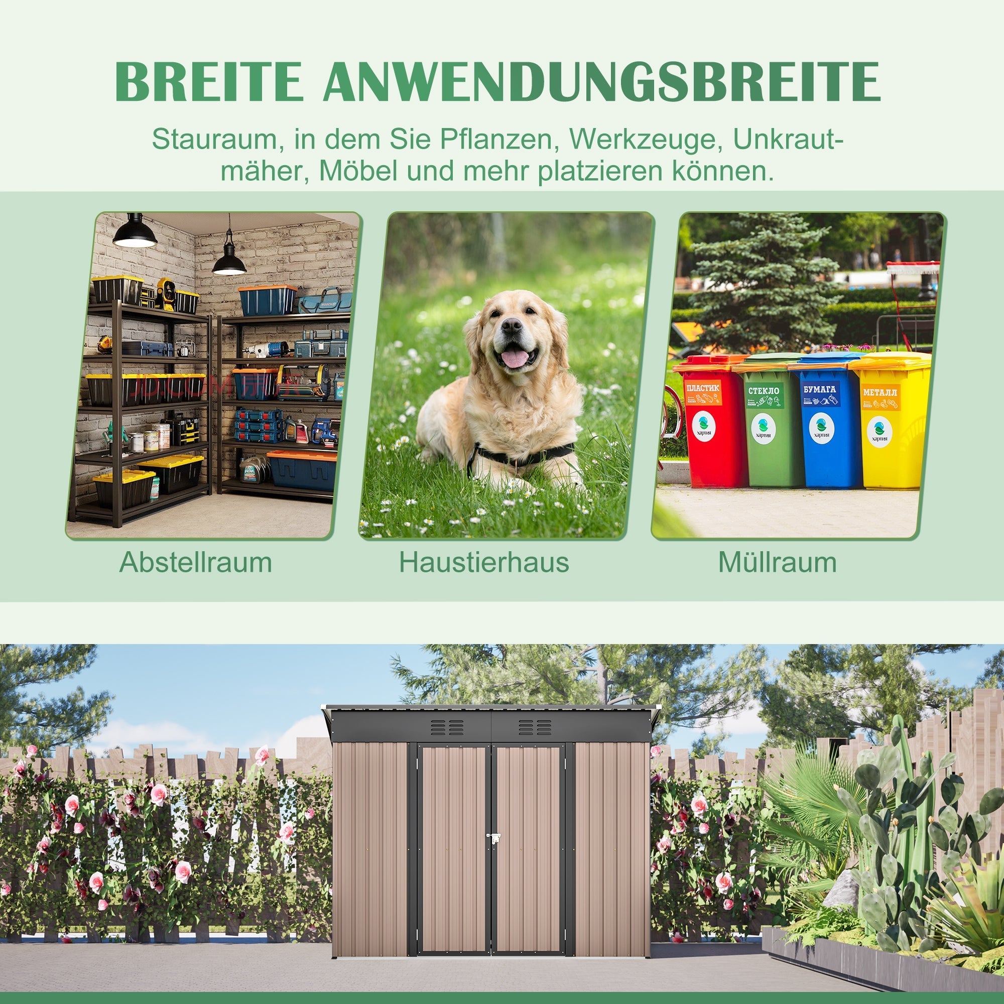 Rathwood 8x4 FT Metal Garden Shed with Foundation and Weatherproof Design, Brown Metal