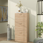Shoe Storage Cabinet, 12-Pair Flip Drawer, Brown Wood-Effect
