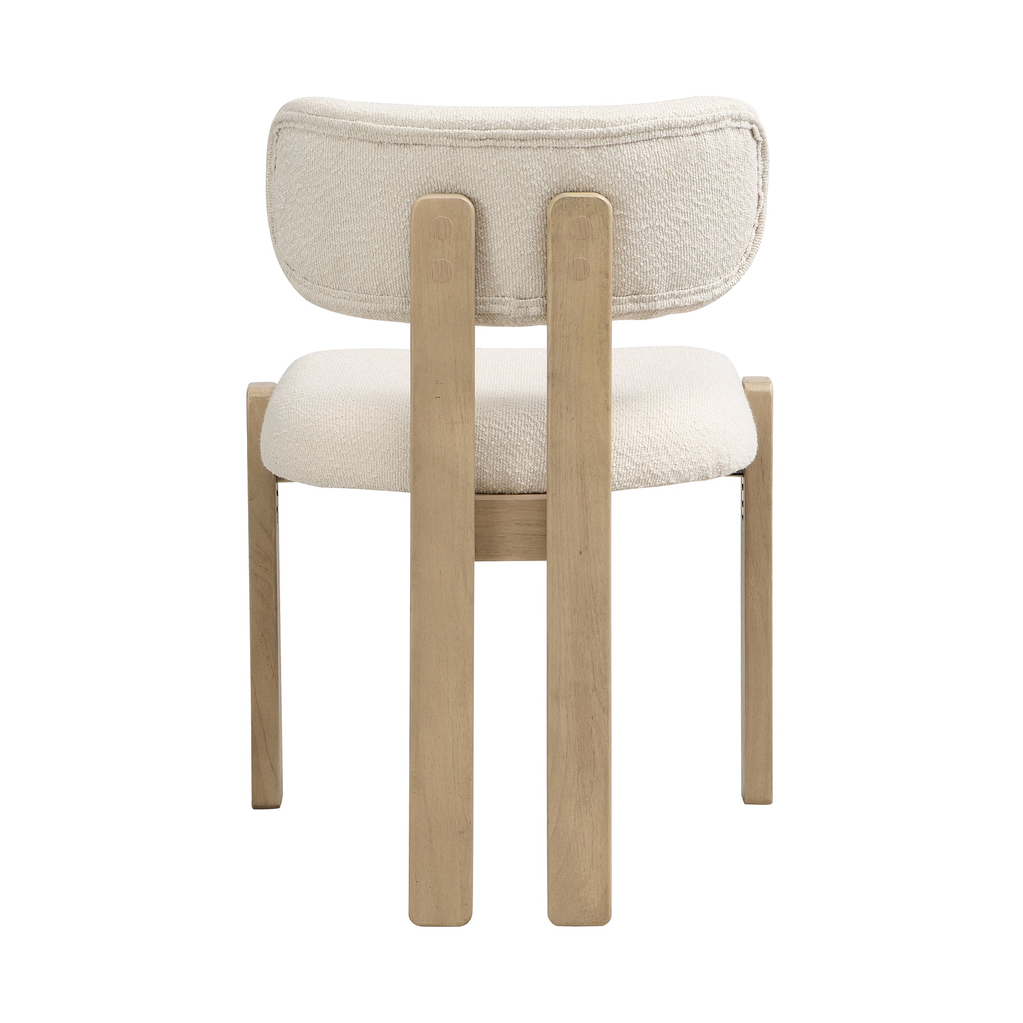 Solid Wood Dining Chairs Set of 6, Modern Bouclé Seating, Natural Color