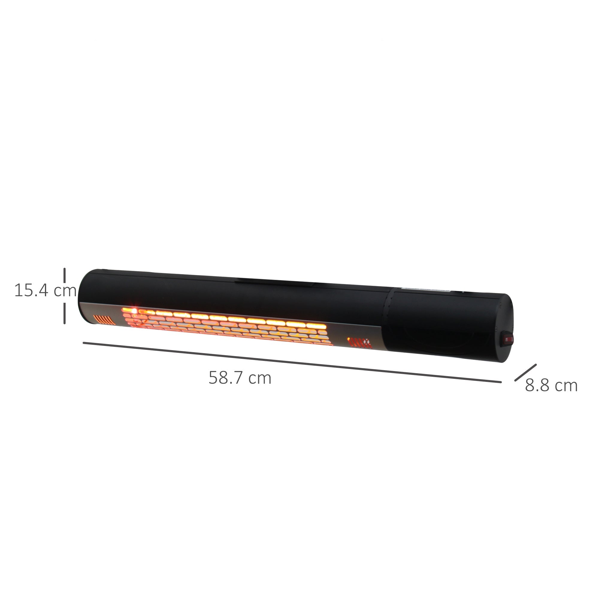 Outdoor Patio Garden Warmer, 1500W Wall Mounted Electric Infrared Halogen Heater with Remote Control, Black