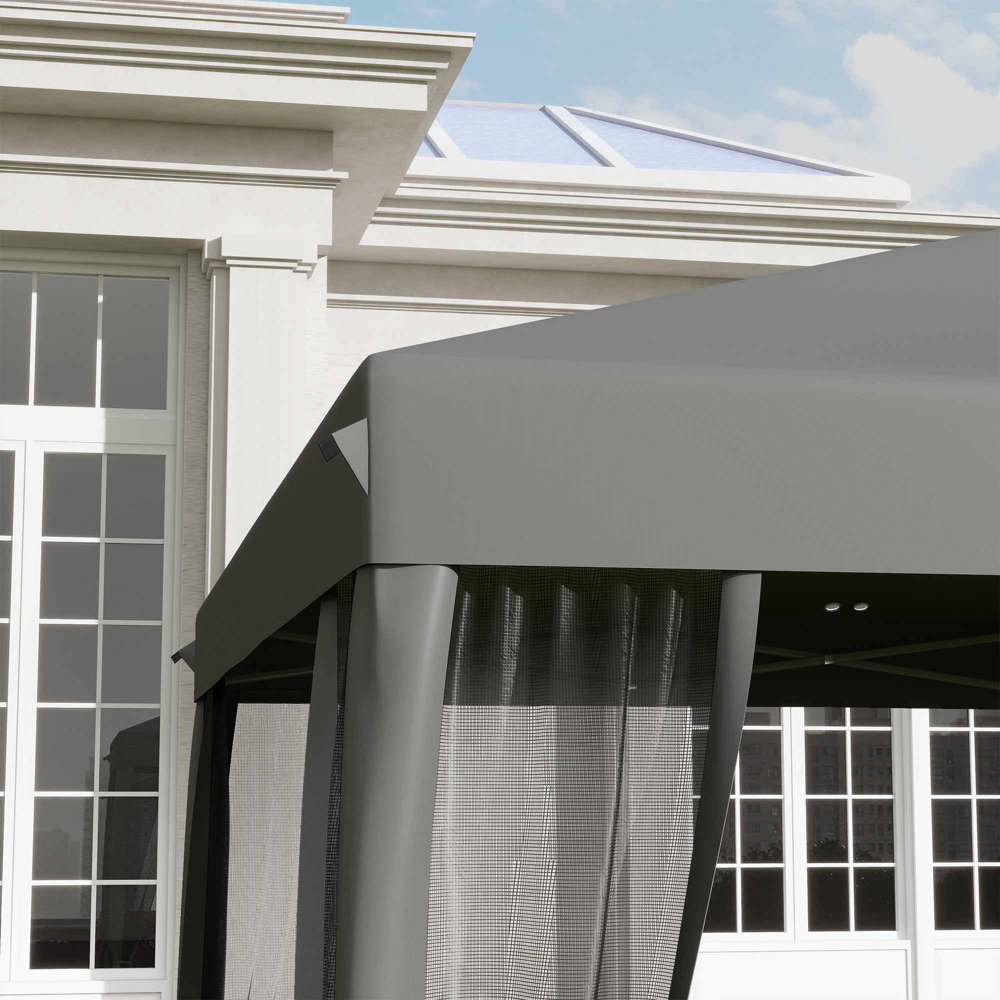 3 x 3 m Pop Up Gazebo, Removable Mesh Sidewall Netting, Light Grey