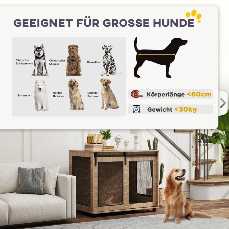Dog Crate, Transport Box, Lockable, Light Brown