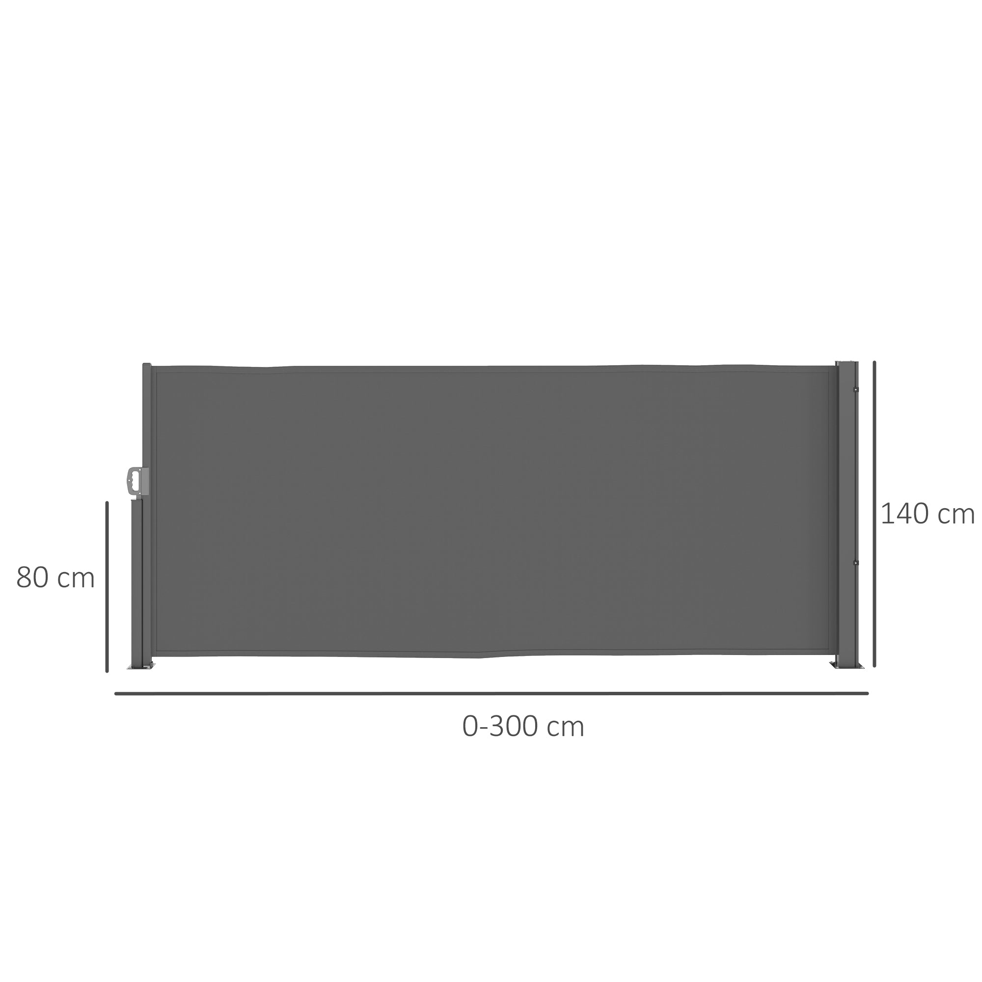 Side Awning, Extendable Privacy Screen, Wall Bracket, 300x140cm, Dark Gray