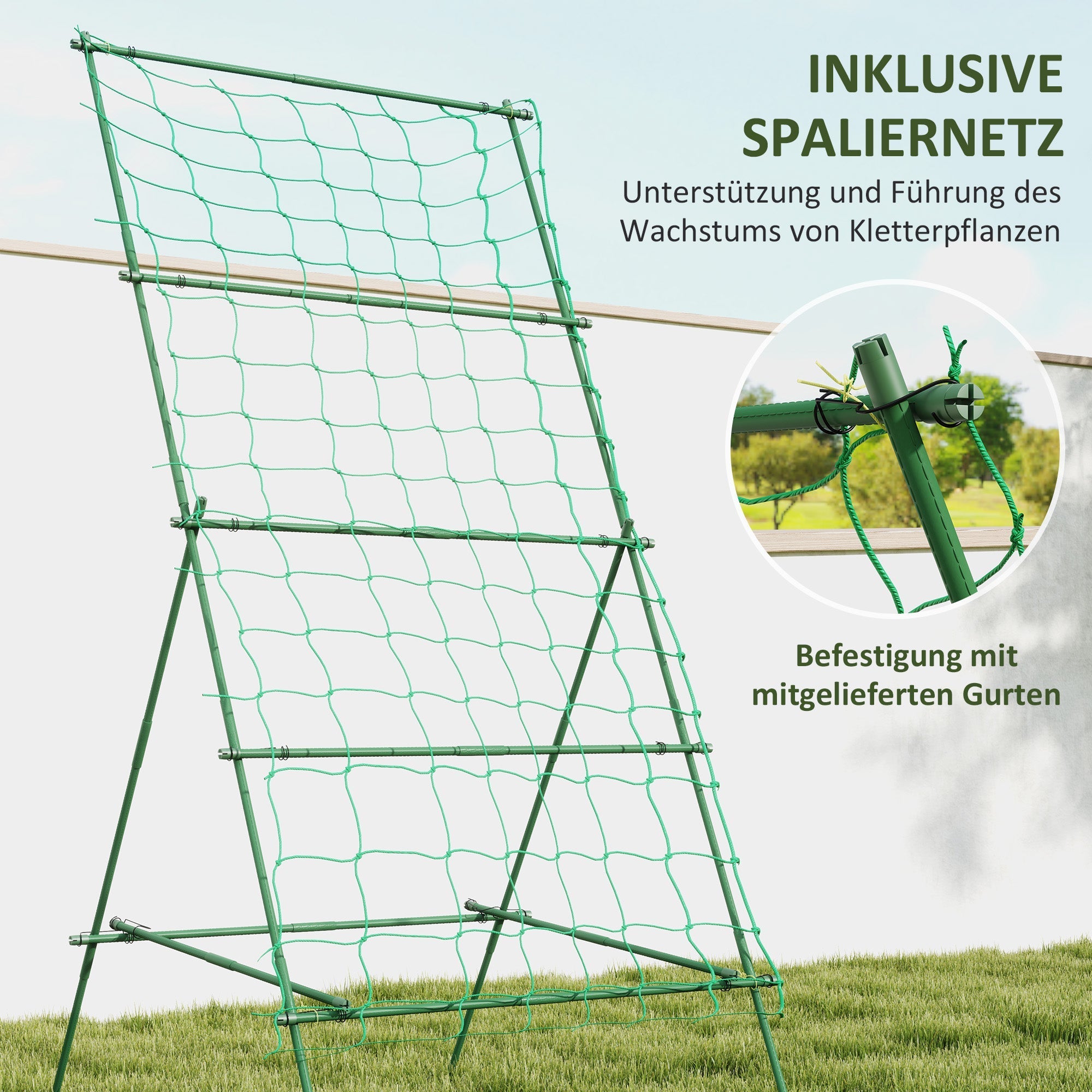 Steel Trellis A-Frame Climbing Aid 101x133x227cm Rustproof Green