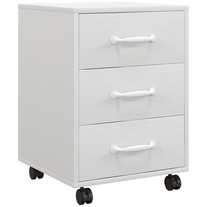 3 Drawer File Cabinet, Mobile Filing Cabinet for Home Office, White