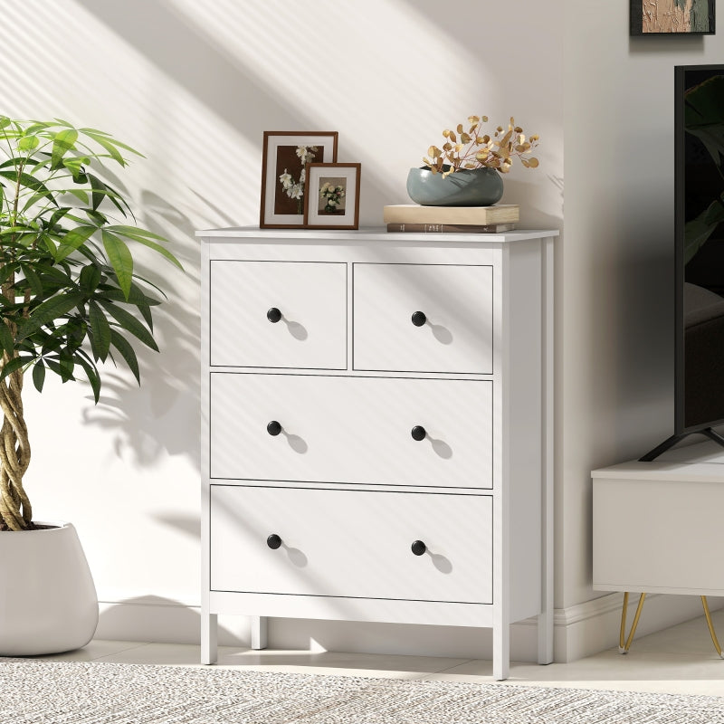 chest of drawers, 4 drawers for clothes and linen, chipboard white