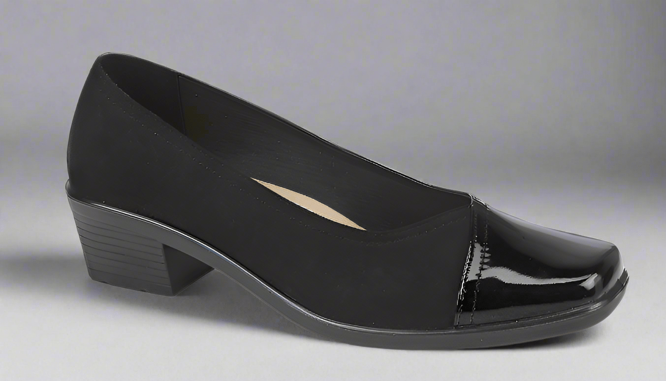 Diana Two - Tone Court Shoe - BLACK - Rathwood Store