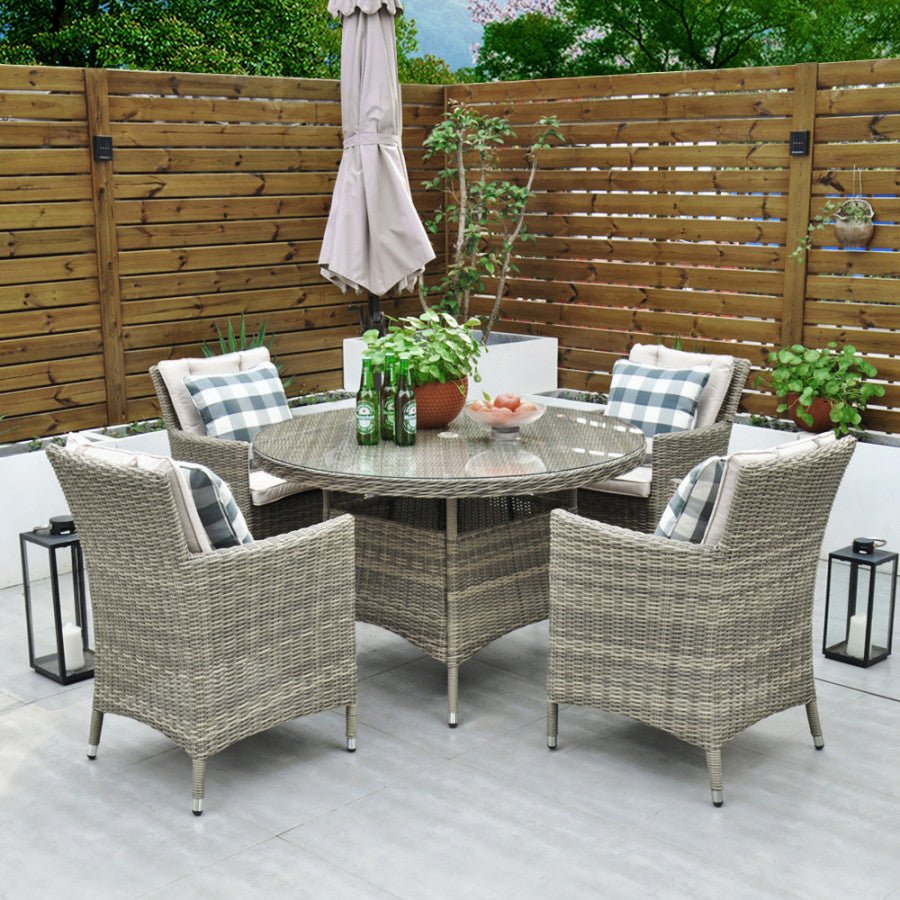 Dumont - 4 Seat Set with 120cm Round Table (Natural) - Rathwood Store