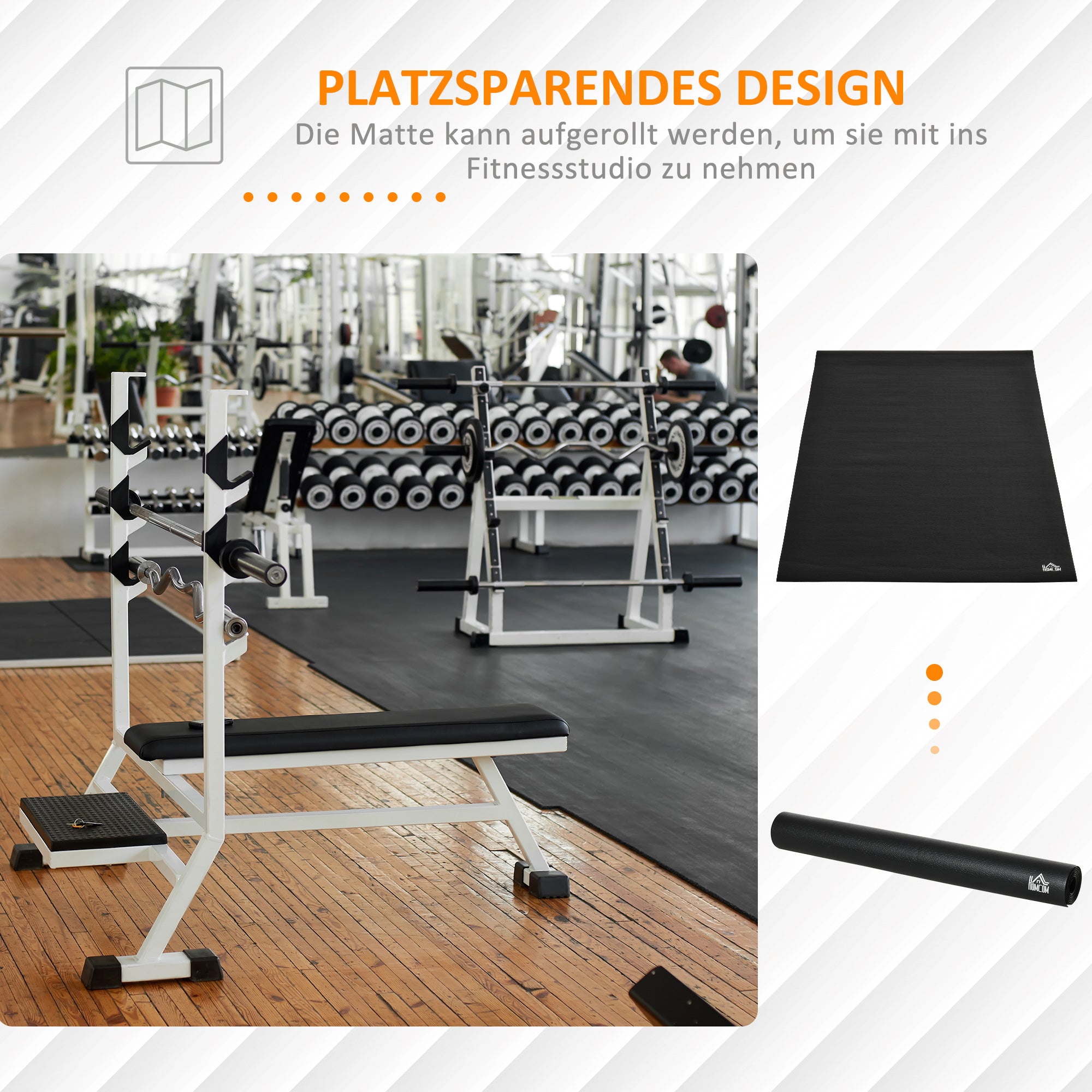 Floor Protection Mat Fitness Equipment 180x90x0.6cm PVC Black