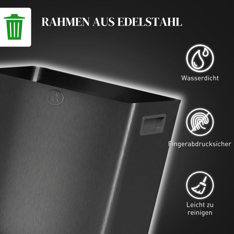 Double Waste Bin 2x15L Pedal Stainless Steel - Black