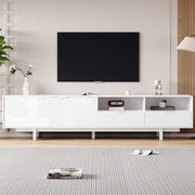 TV Cabinet, Modern Bohemian Abstract Geometric Lines, White, 200x40x51cm for 90-inch TVs