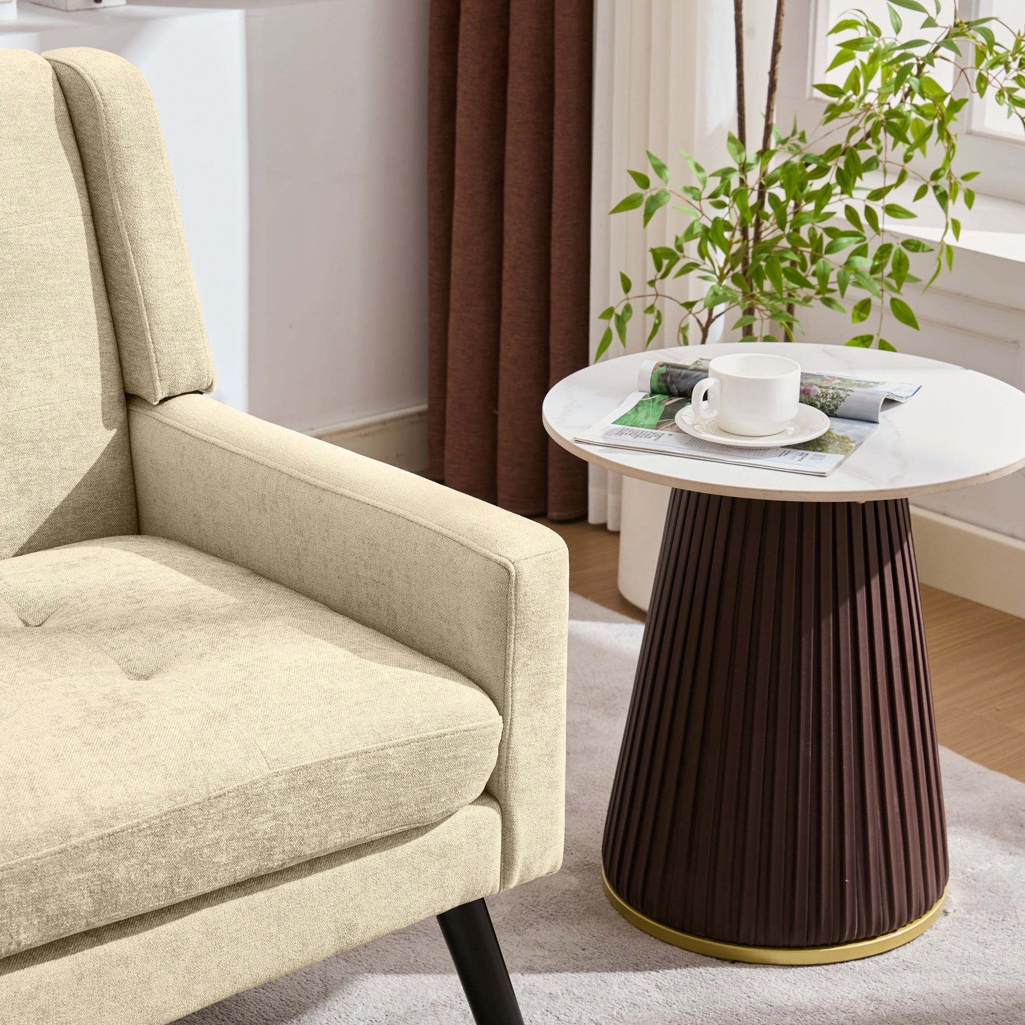 Premium 2-Seater Bench Button-Upholstered Accent Chair Solid Wood Linen