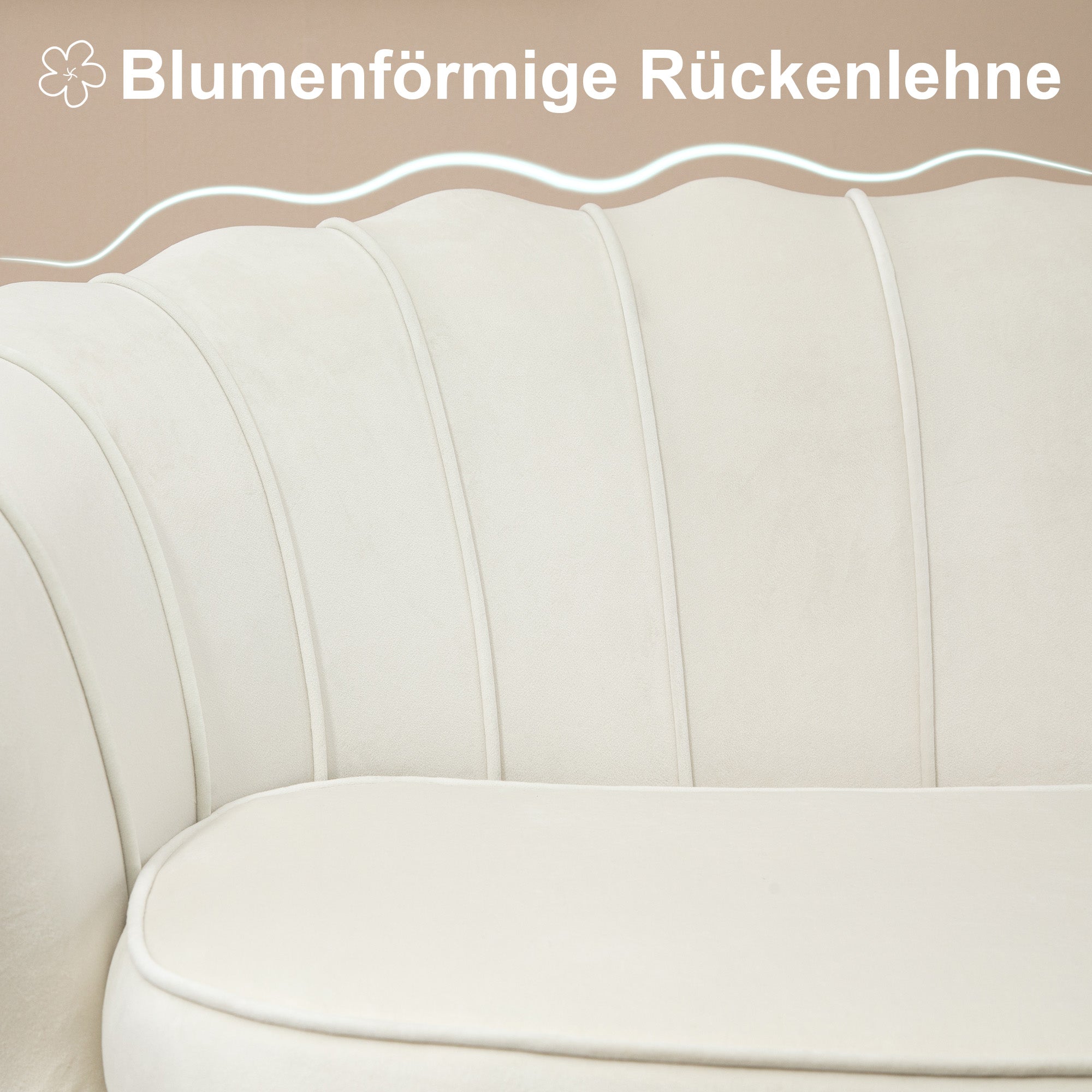 2-Seater Sofa Loveseat Upholstered Armrests Velvet Cream