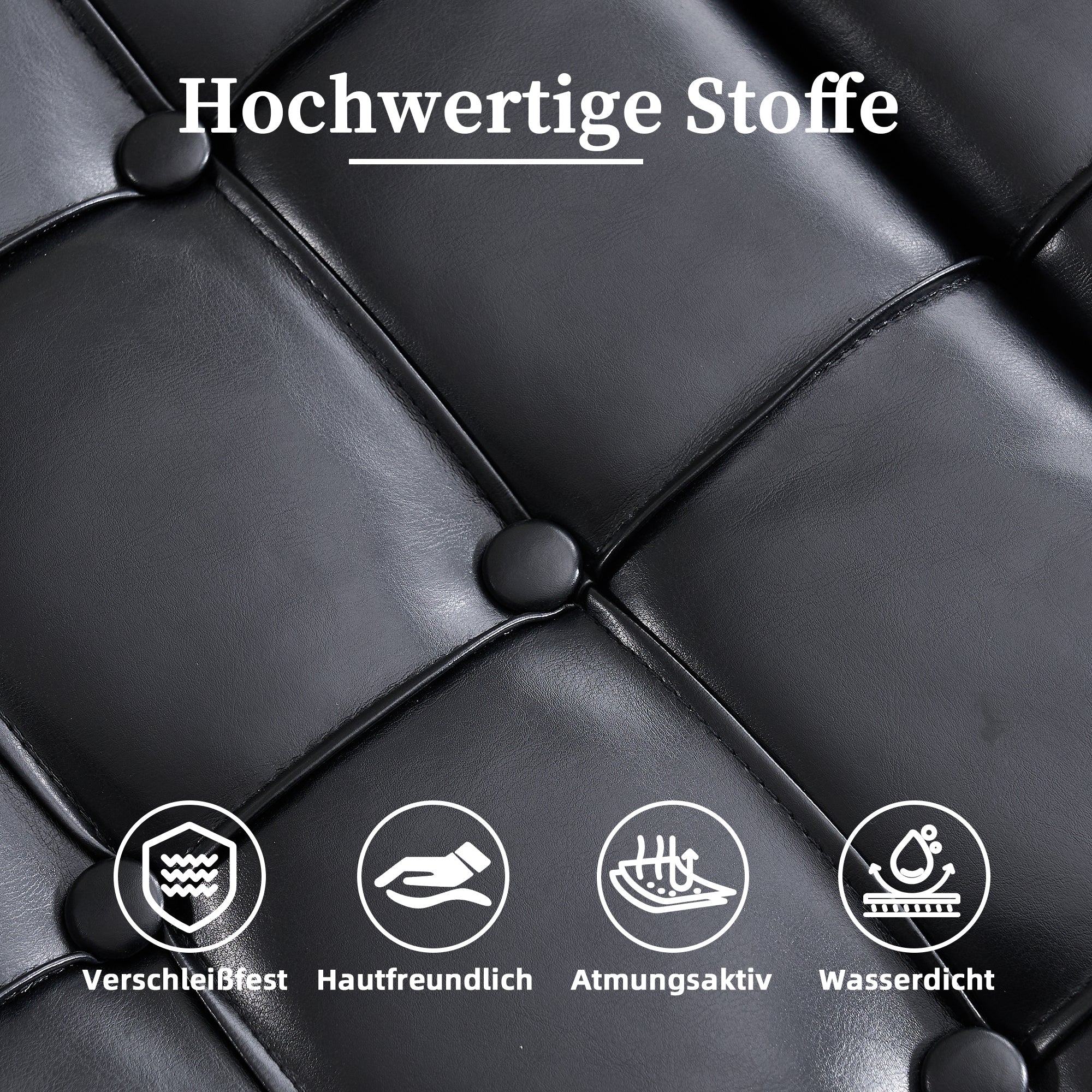 Storage Chair, Large Square Liftable Bench with Space, Black PU