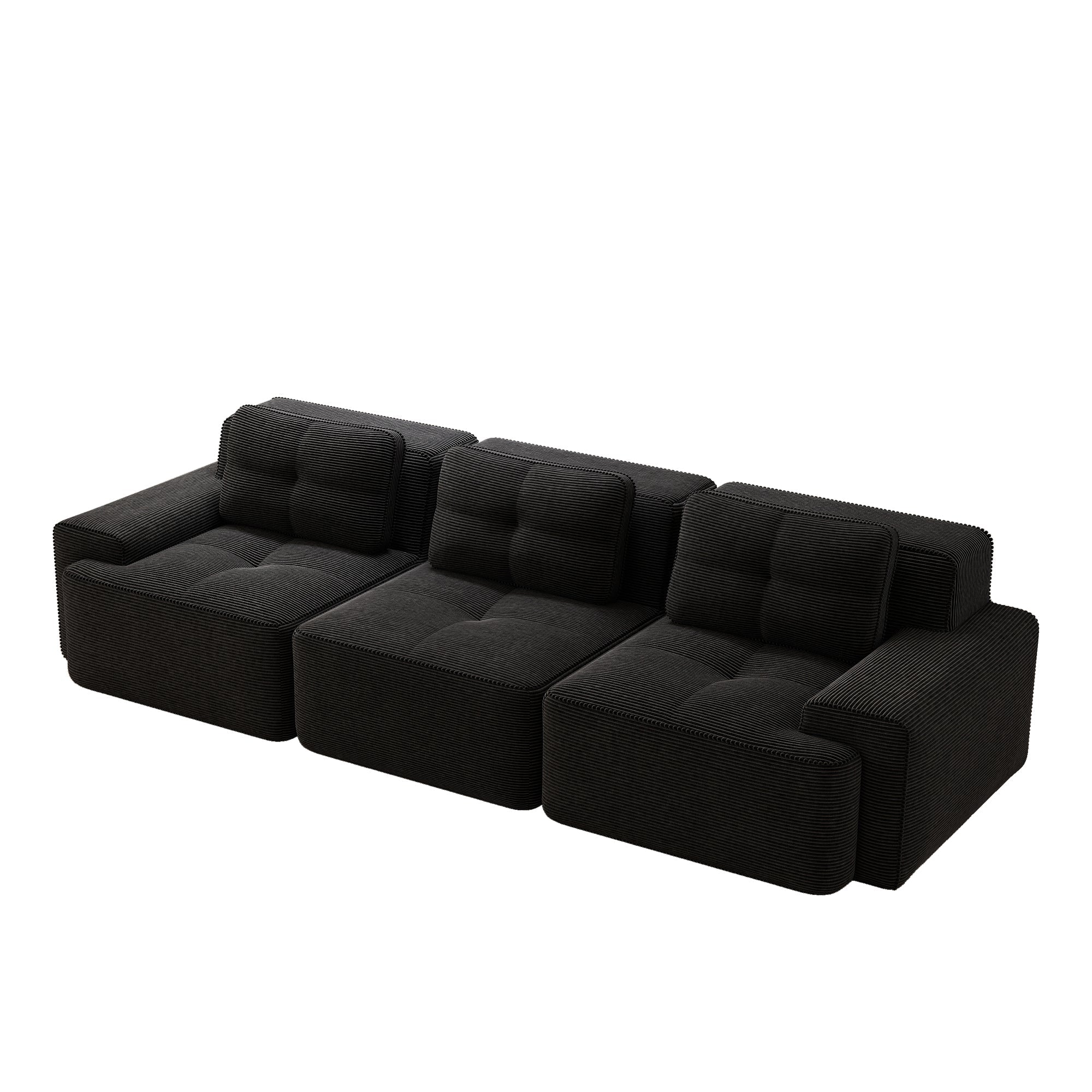 Cloud Modular Sofa Boneless Oversized Corner 3-Seater Corduroy Black