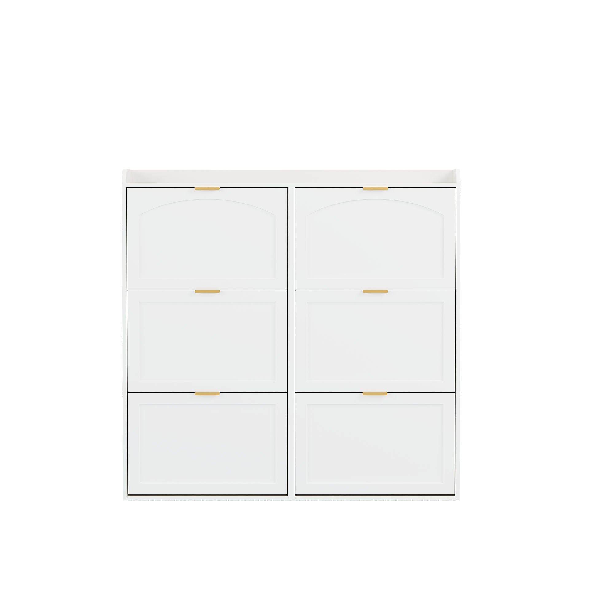 Space-Saving Tall Shoe Cabinet 6 Drop-Down Compartments Freestanding White