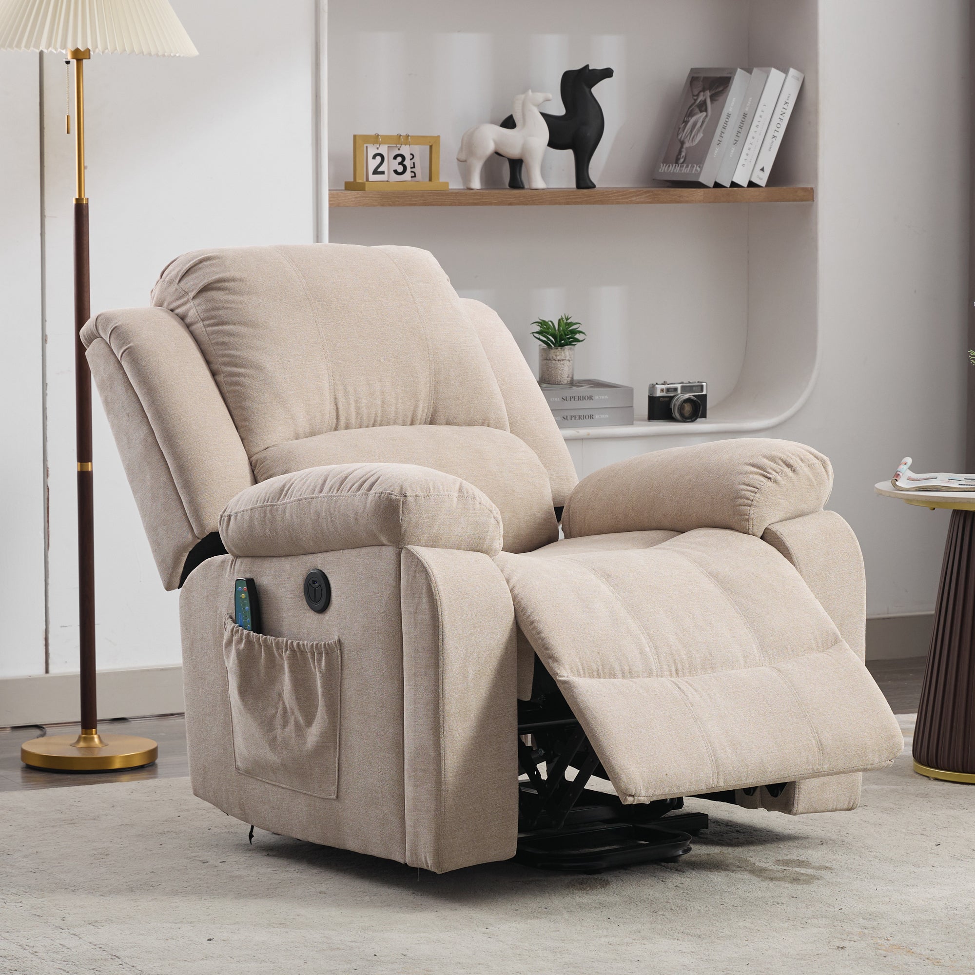 Power Massage Lift Recliner Chair with Heat & Vibration for Elderly, Heavy Duty Fabric