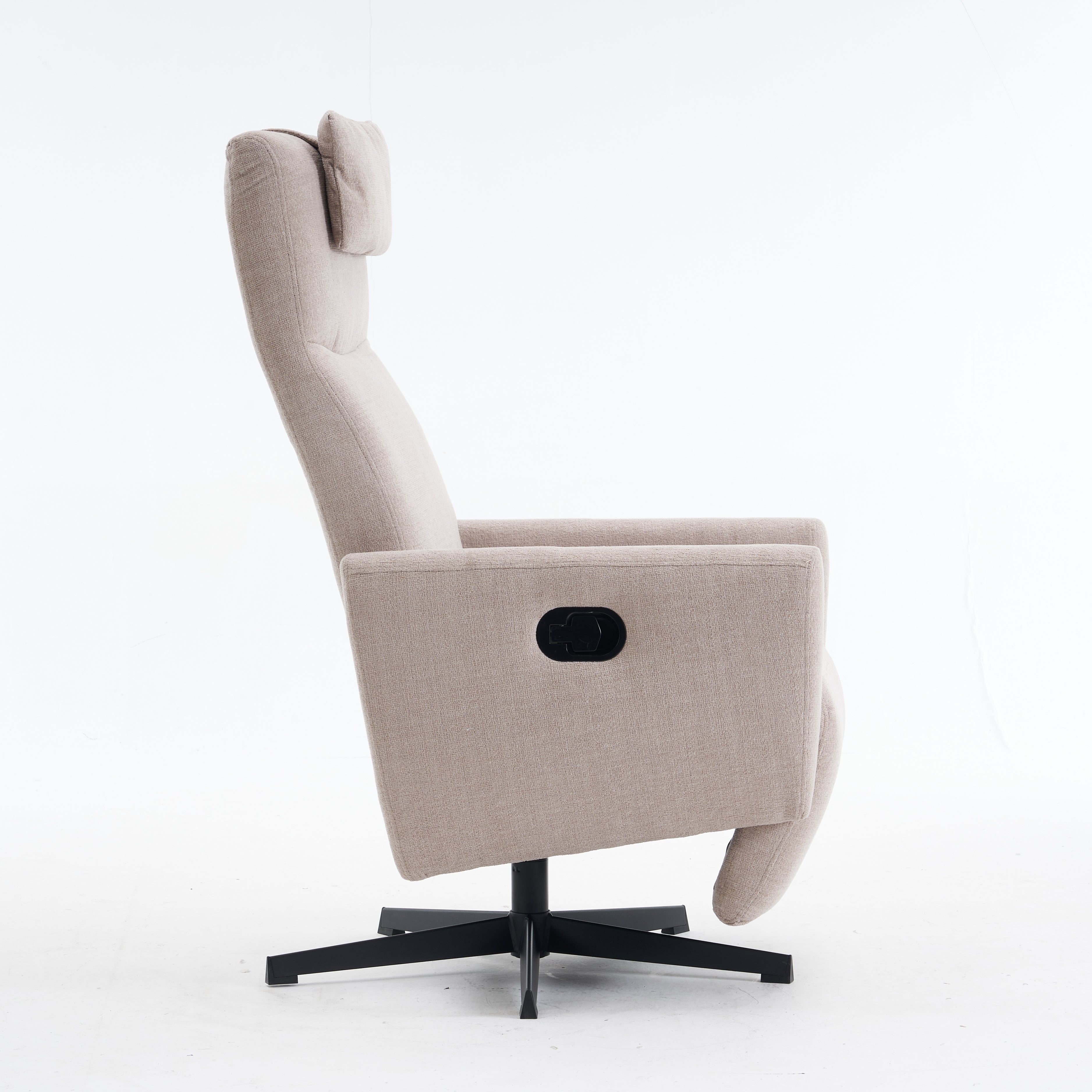 Recliner with Pillow Padded Seat and Footrest, Chenille Fabric, Grey