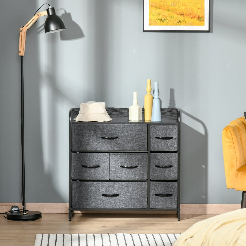Chest of Drawers 7 Foldable Drawers 3-Tier Fabric Grey