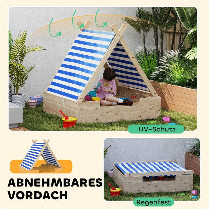 AIYAPLAY children's sandbox with weatherproof tent roof, for 3 children aged 3-6 years