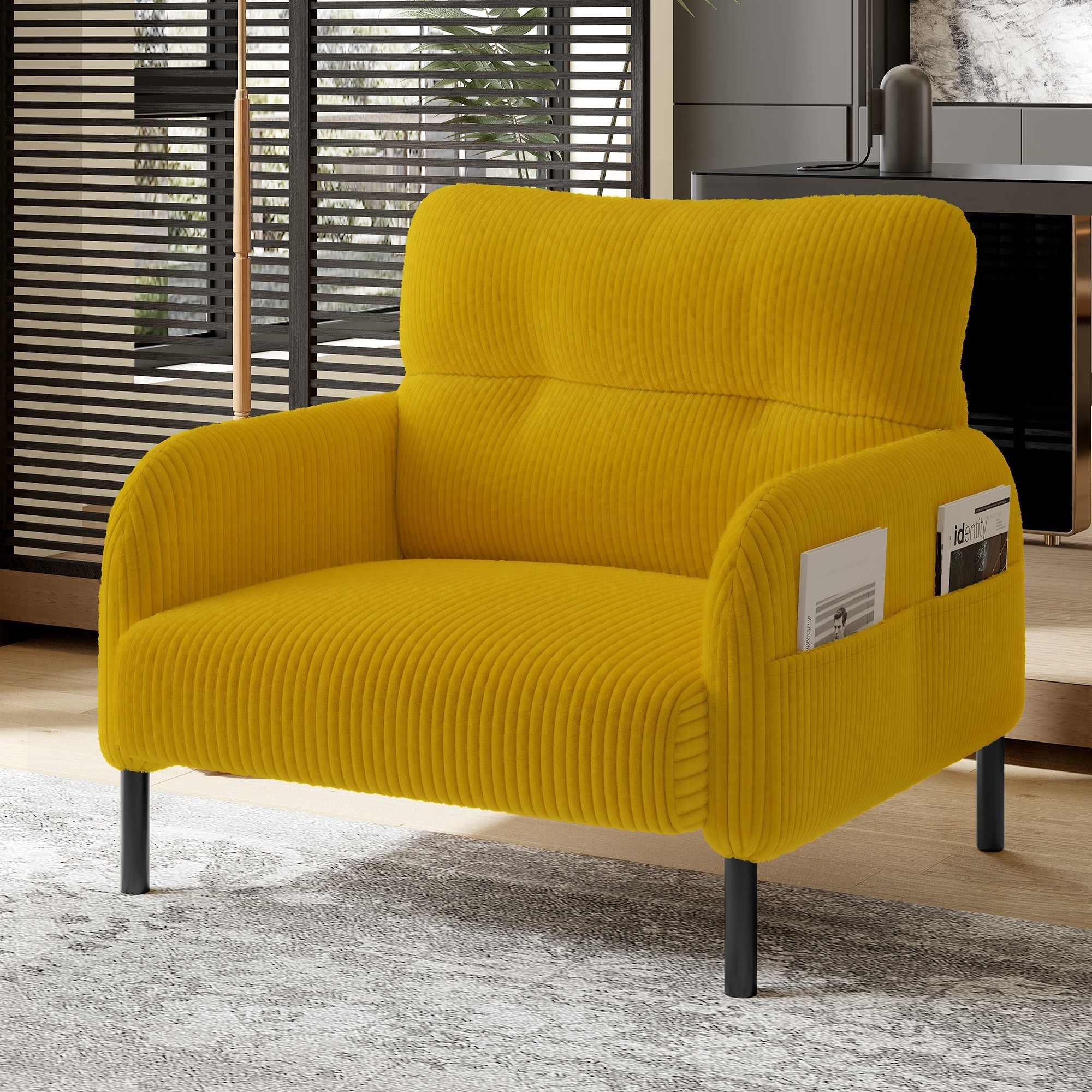 Sofa/Chair, Comfortable Seating with Side Pockets, Velvet Fabric