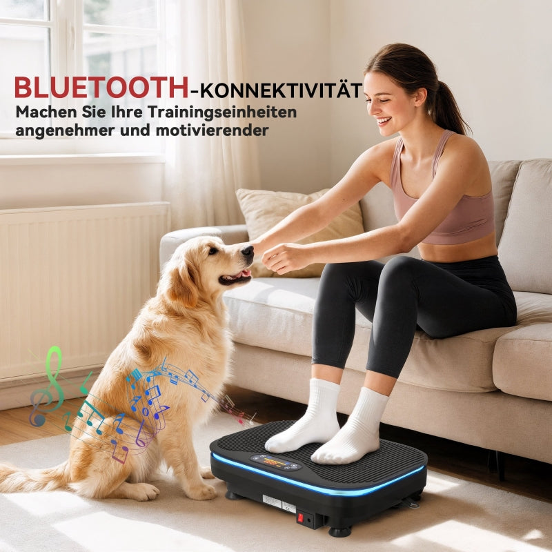 Vibration Plate for Fitness Exercises, Bluetooth, Remote, 99 Speed Levels, Black Plastic/Steel