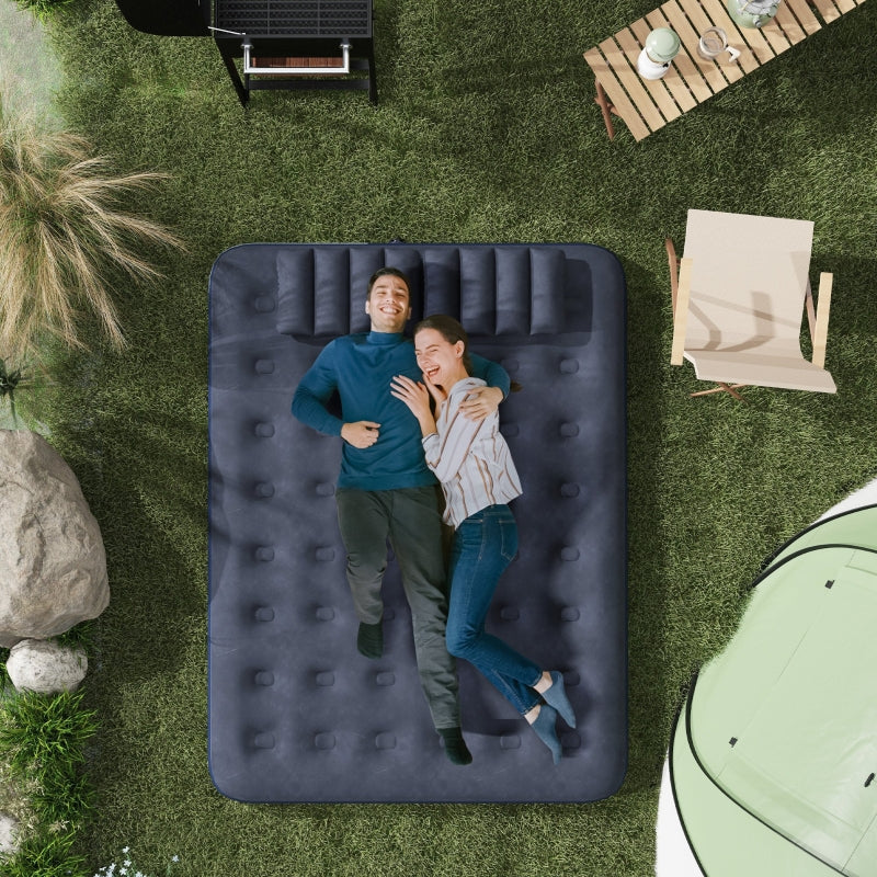 Airbed Double Air Mattress with Hand Pump & Pillow, Blue