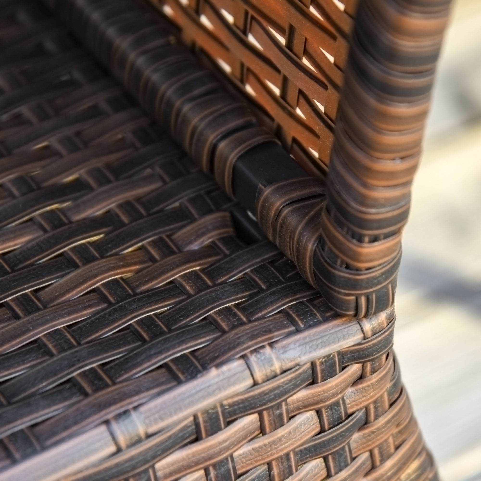 Garden Table Side Table Parasol Stand 54x54x55cm Polyrattan Brown