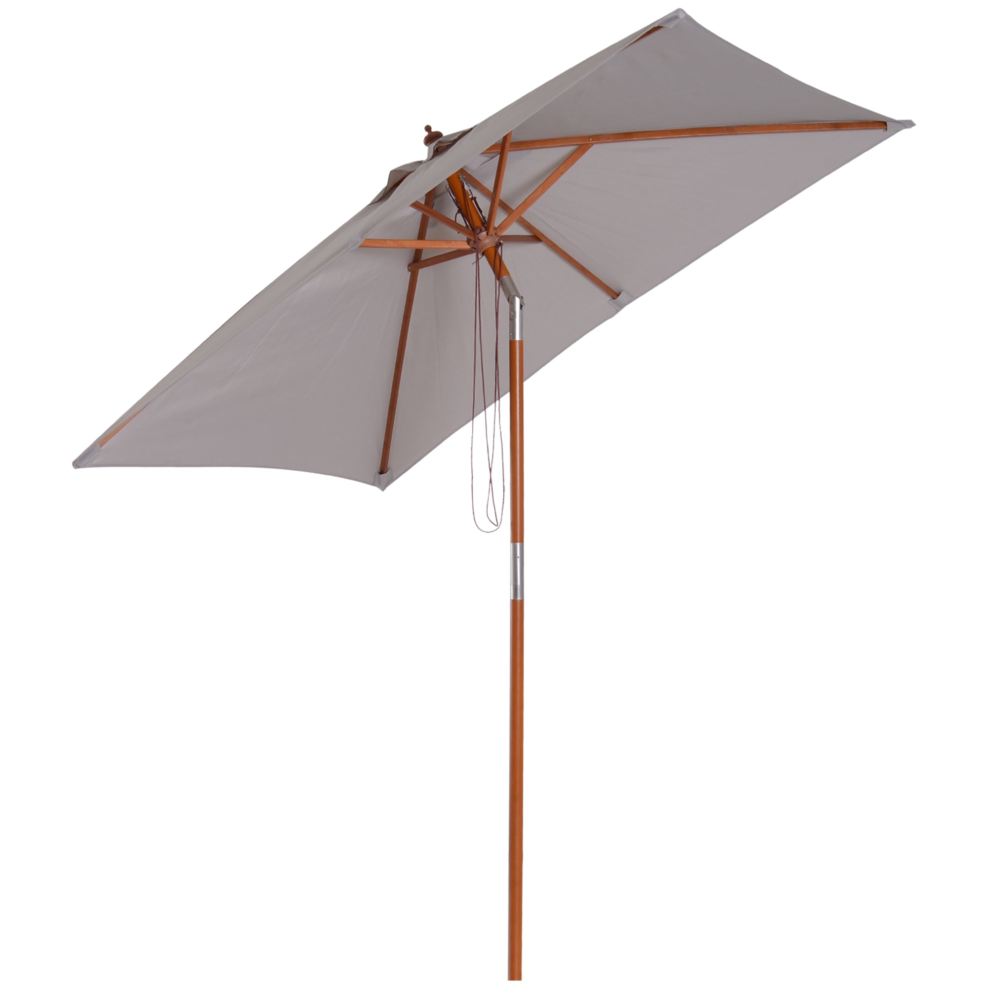 Parasol Foldable 3-Stage Adjustable Garden Beach Shade Fir Wood/Polyester Grey