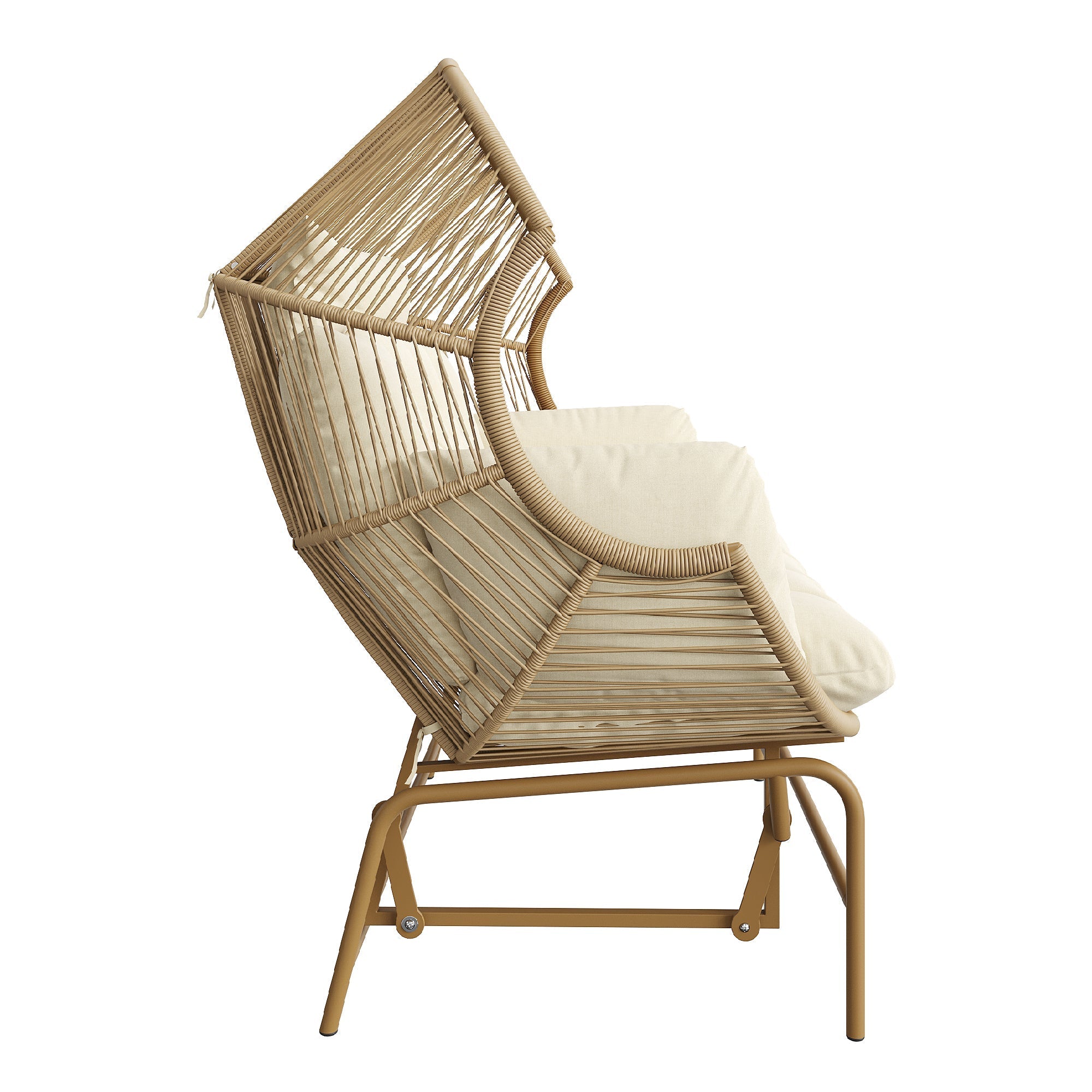 Garden Swing Egg Chair Double Outdoor Patio for Two Wood Color