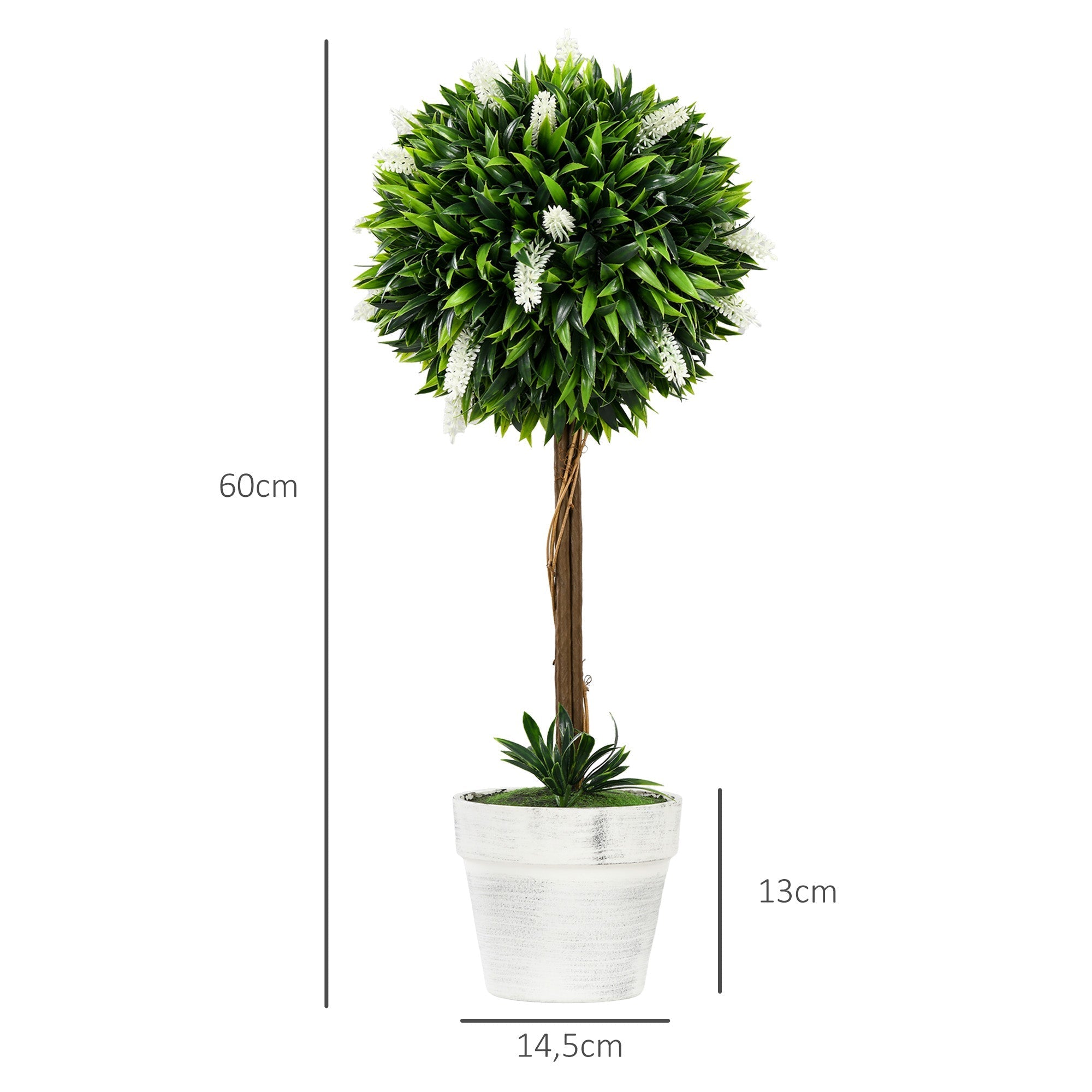 Artificial Lavender Plants, Set of 2, 60 cm, Plastic