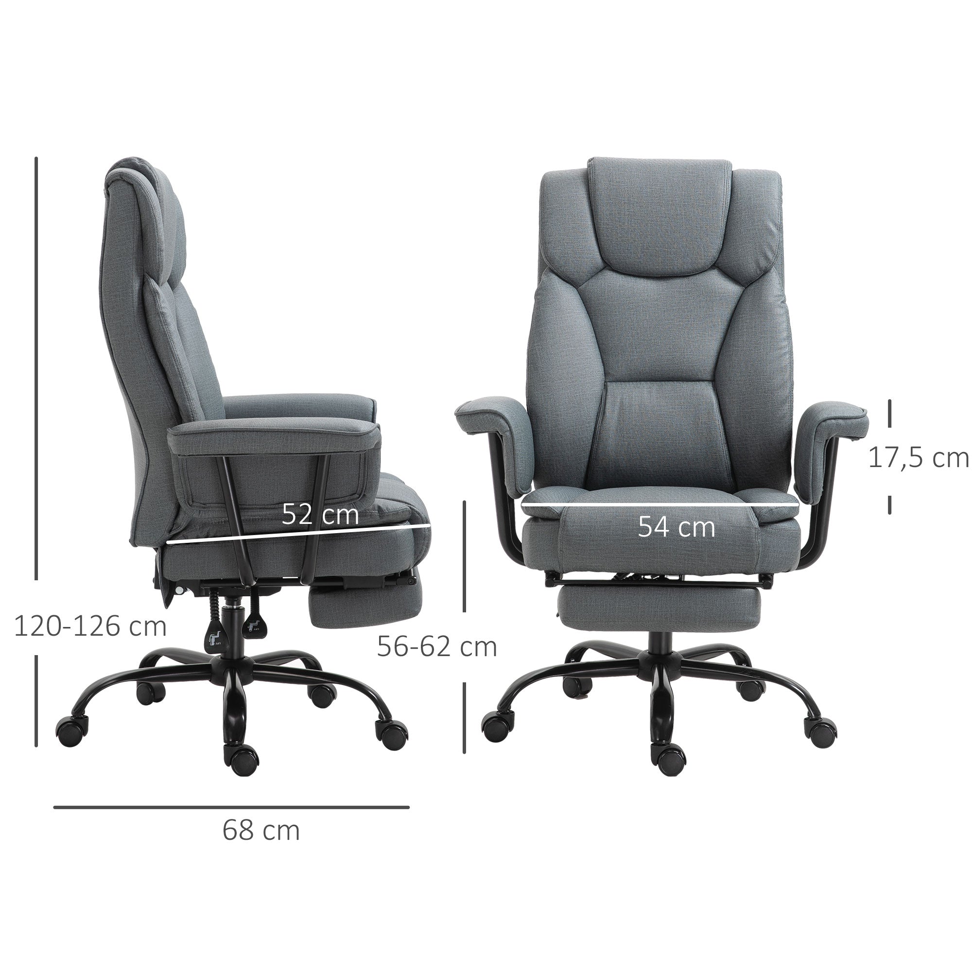 Vinsetto Office Chair, Reclining Ergonomic, Gray
