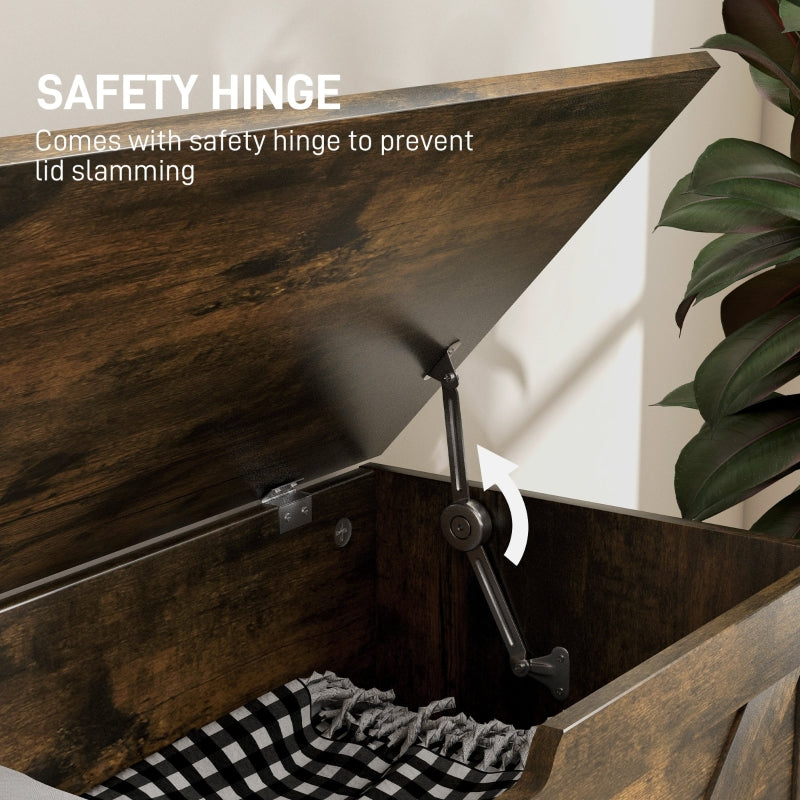 Home Storage Box 100L Safety Hinges Rustic Brown