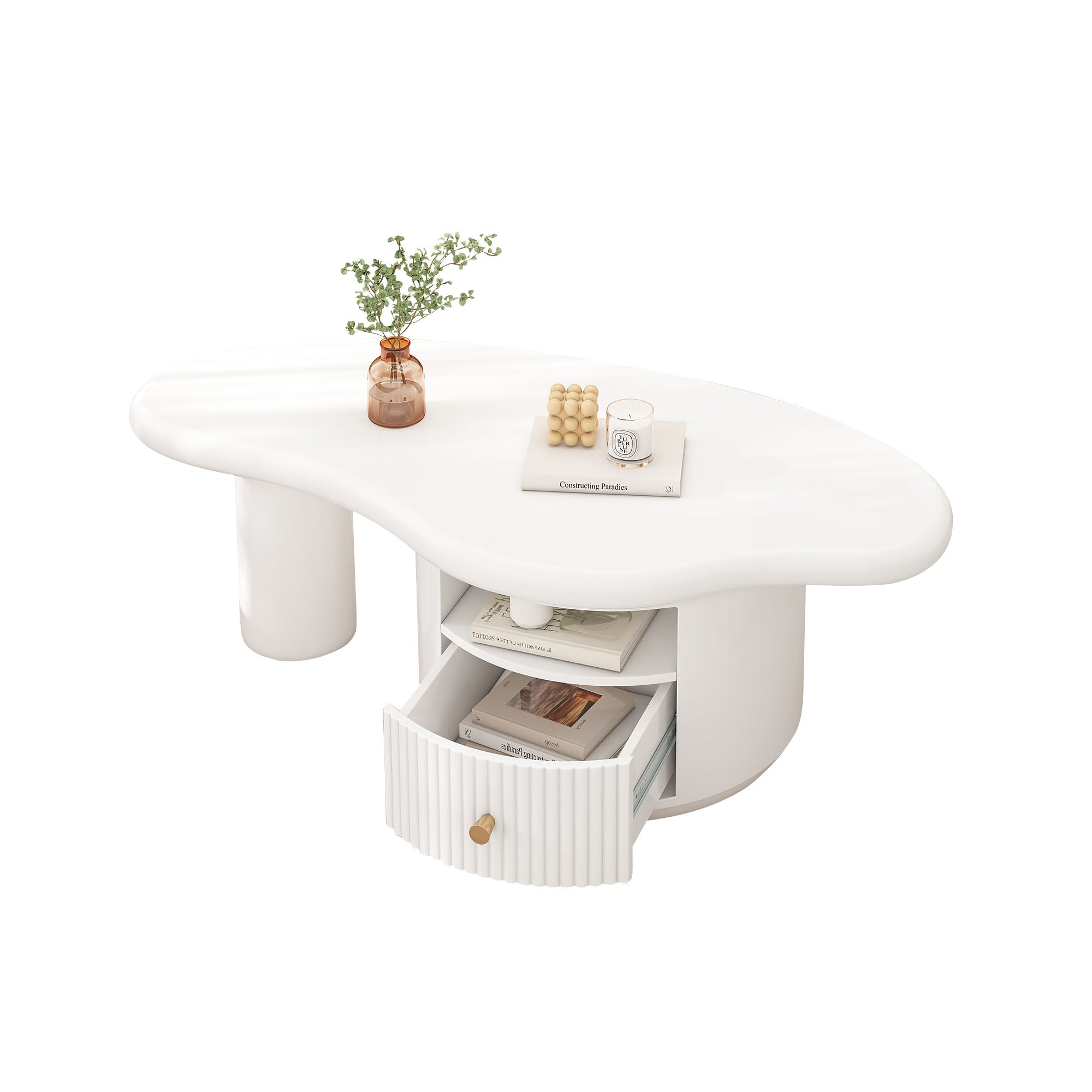 Cloud Coffee Table, Irregular Shape 110cm with Drawer, MDF