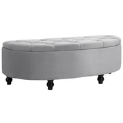 Storage Bench Ottoman Footstool, Velvet-Touch Rubberwood, Grey