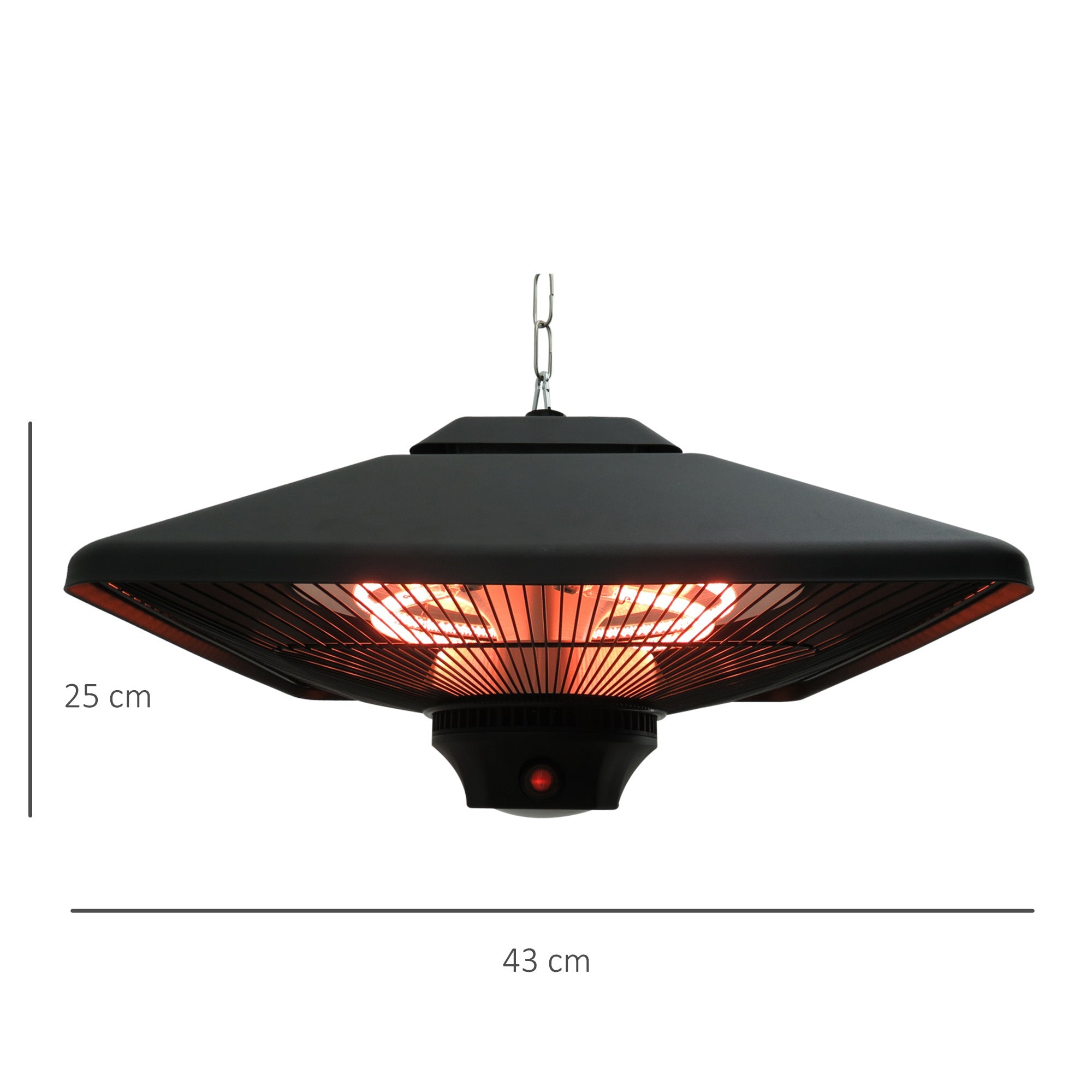 Patio Heater Ceiling Heater with Remote Control LED Lighting 2000W Black