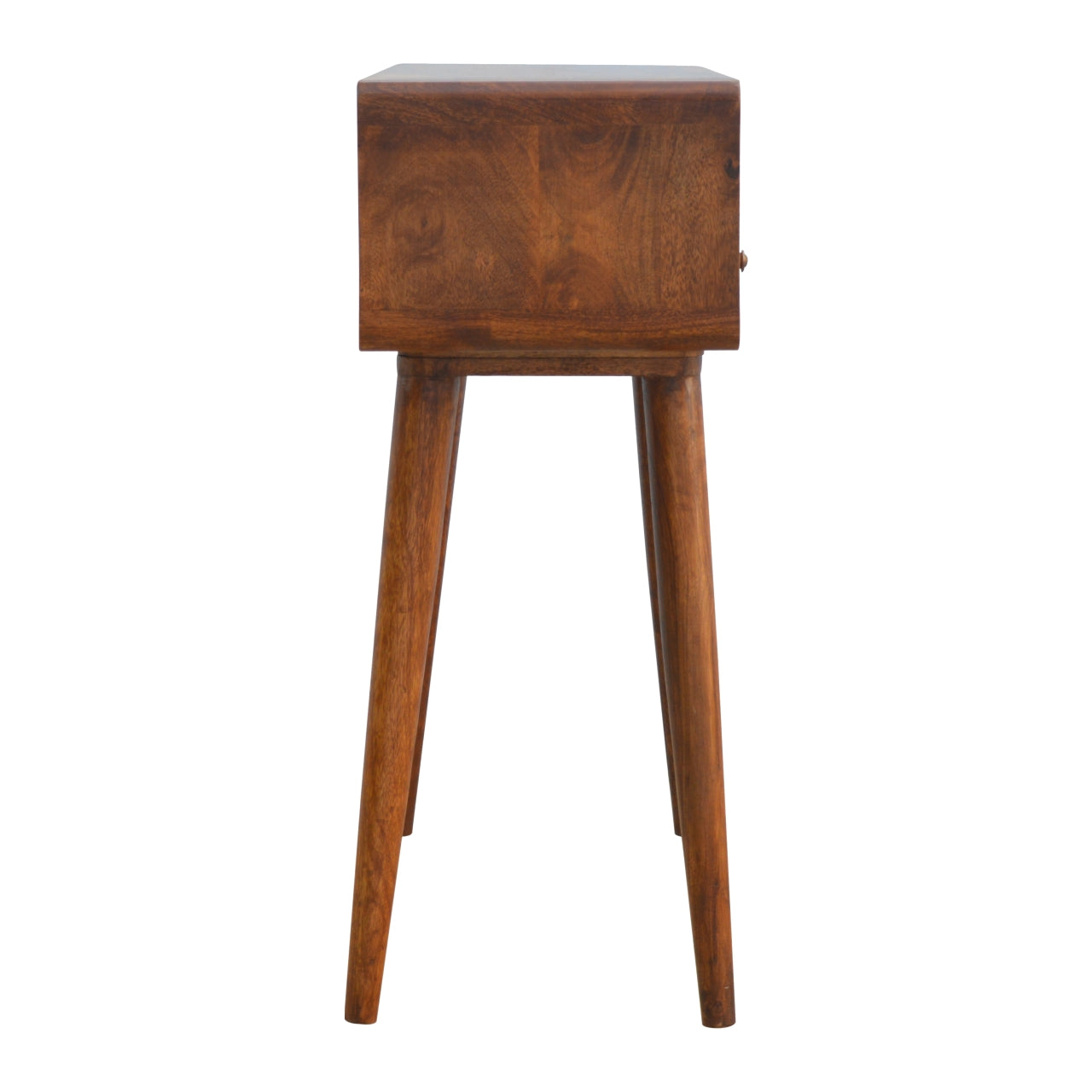 Solid Wood Console Table, Curved Chestnut 2-Drawer, Brown