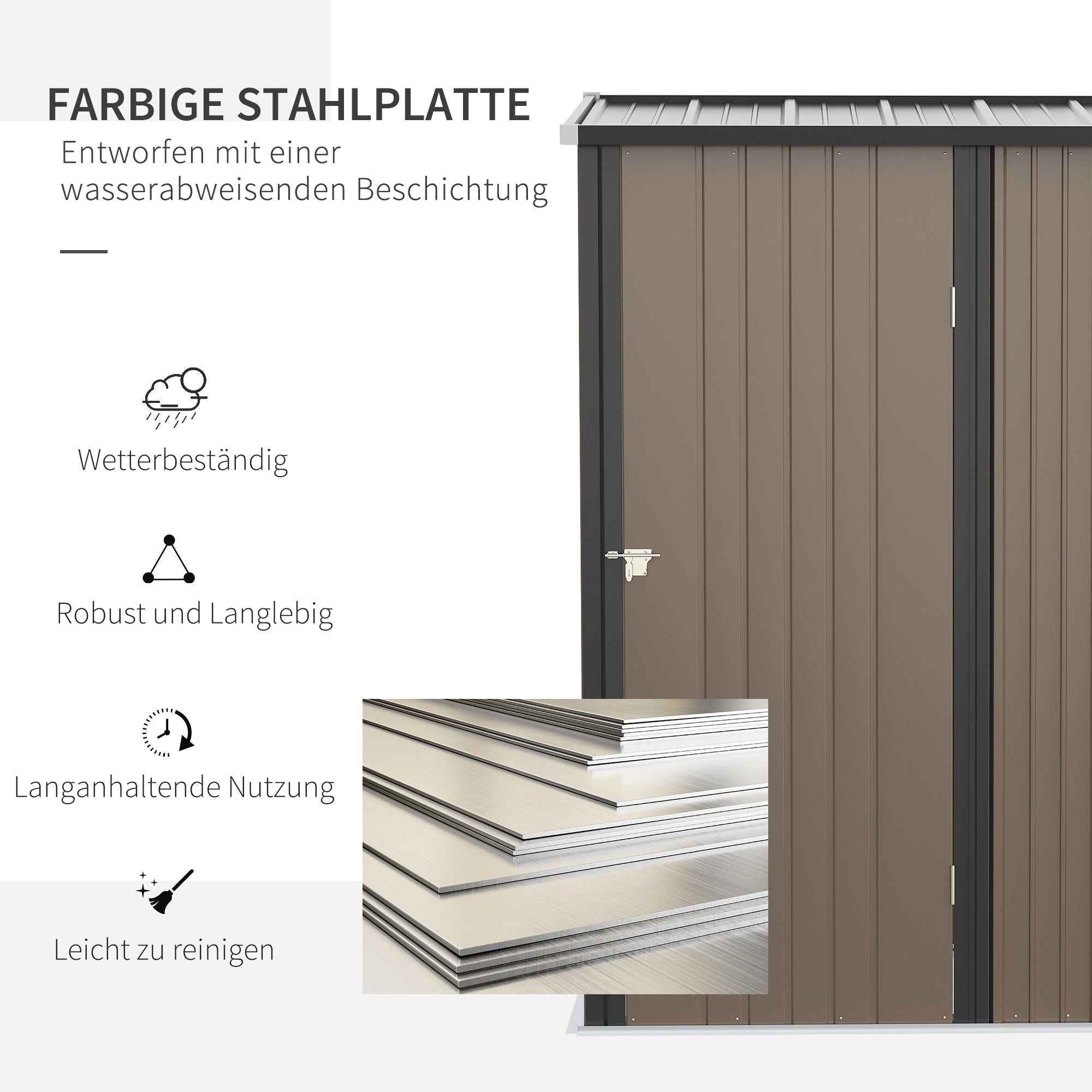 Tool Shed with Pent Roof, 1.34 m², Galvanized Steel, Brown
