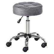 Salon Chair/Stool, Height-Adjustable Swivel with Wheels, Velvet Touch Grey
