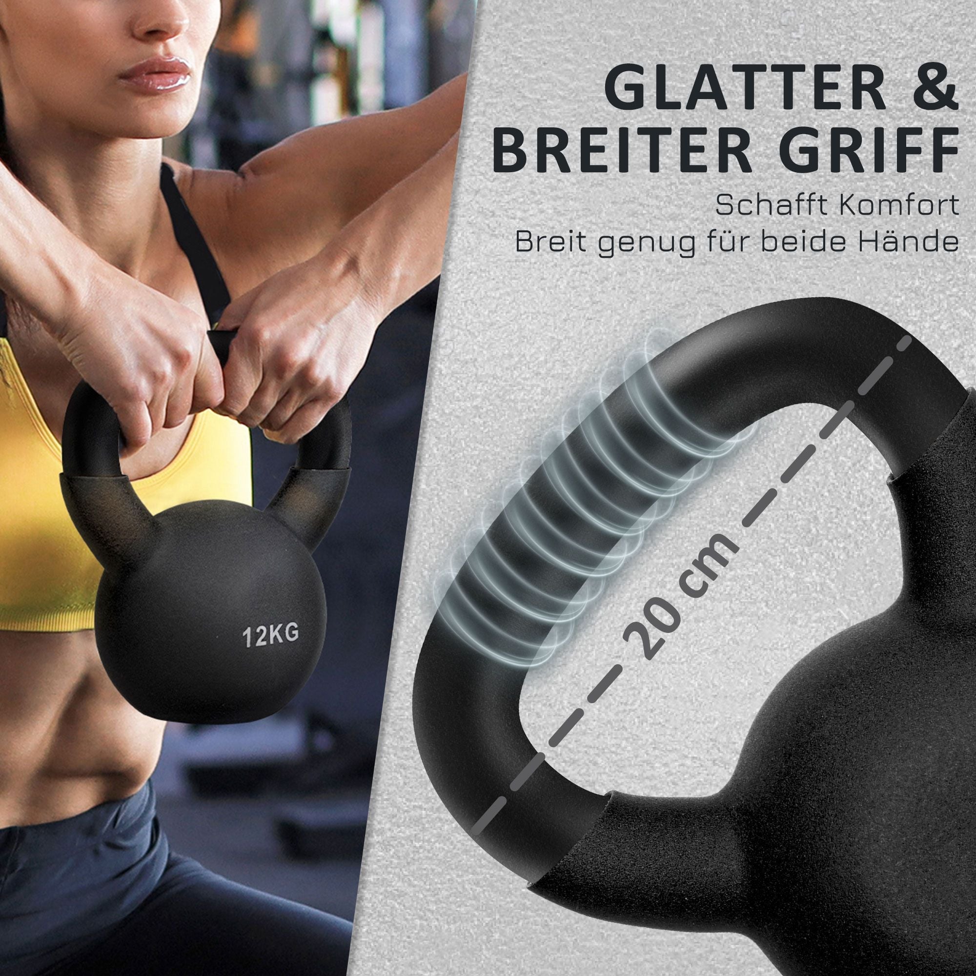 Kettlebell 12 KG Cast Iron Black