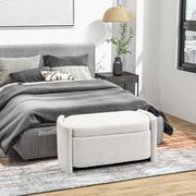 Bench, Upholstered Storage with Lid, Cream