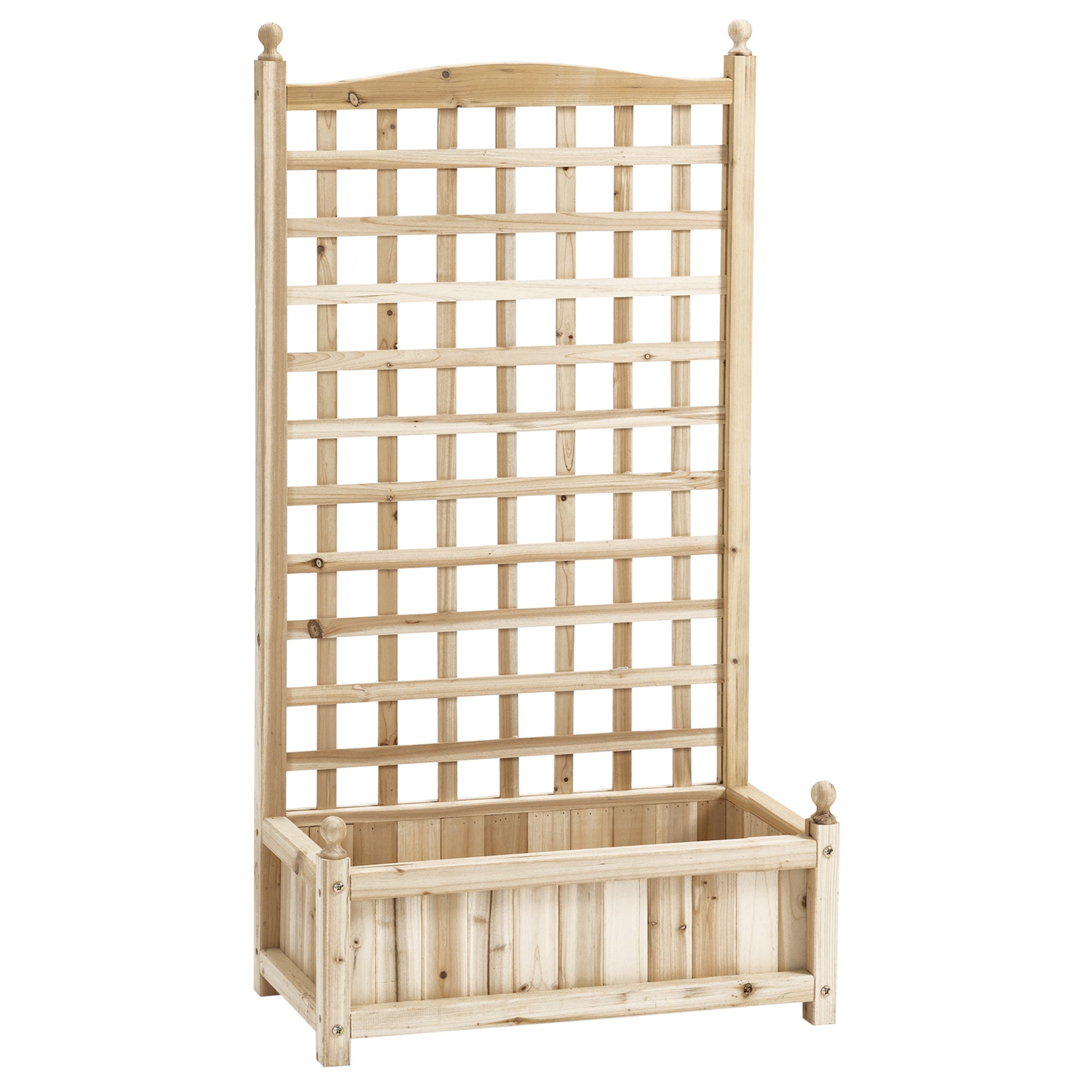 Planter Box with Trellis for Climbing Plants 64x28x120cm, Wooden