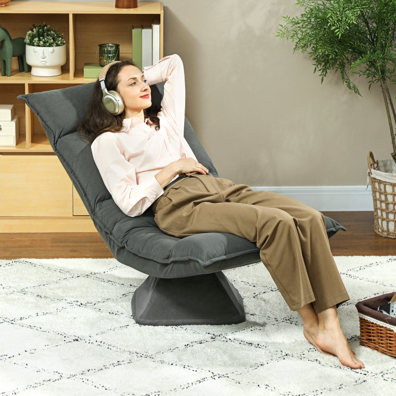 Floor Chair 360° Rotatable, 5-Way Adjustable Backrest, Foldable, Dark Gray