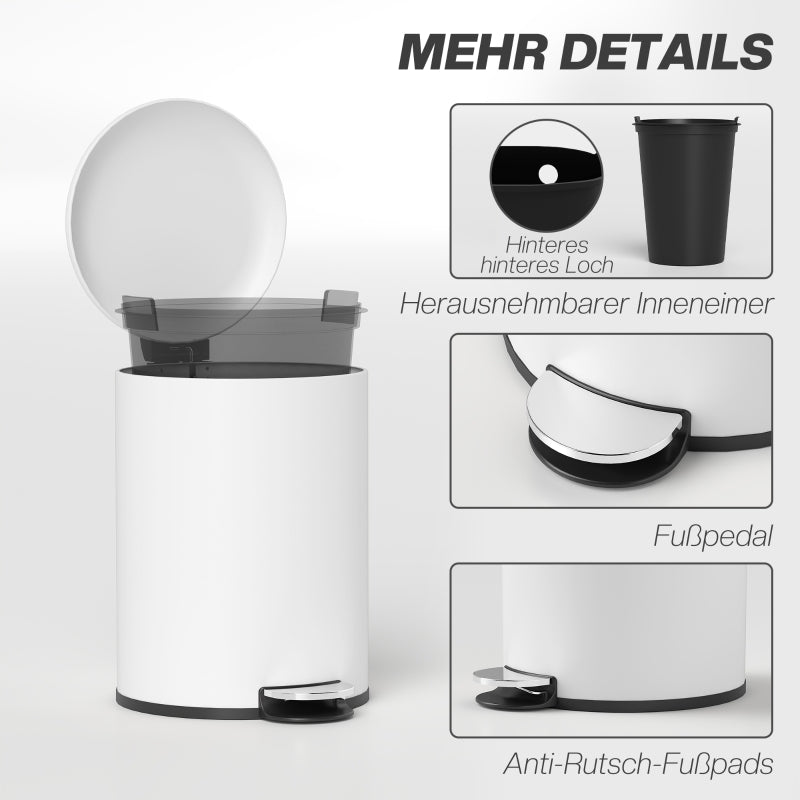 Mülleimer, 20L Tretmülleimer mit Deckel, Metall