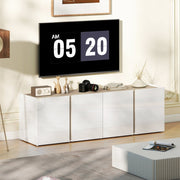 TV Stand, 65-inch, Soft-Close Doors, Adjustable Shelves, Cable Holes, White